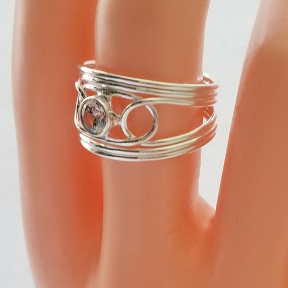 CZ & Silver Plated Circle Band Ring - Picture 2 of 2